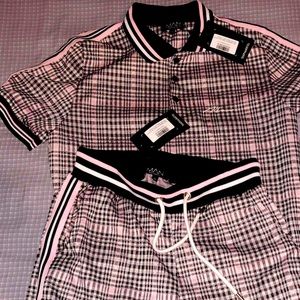 BoohooMAN polo and short set